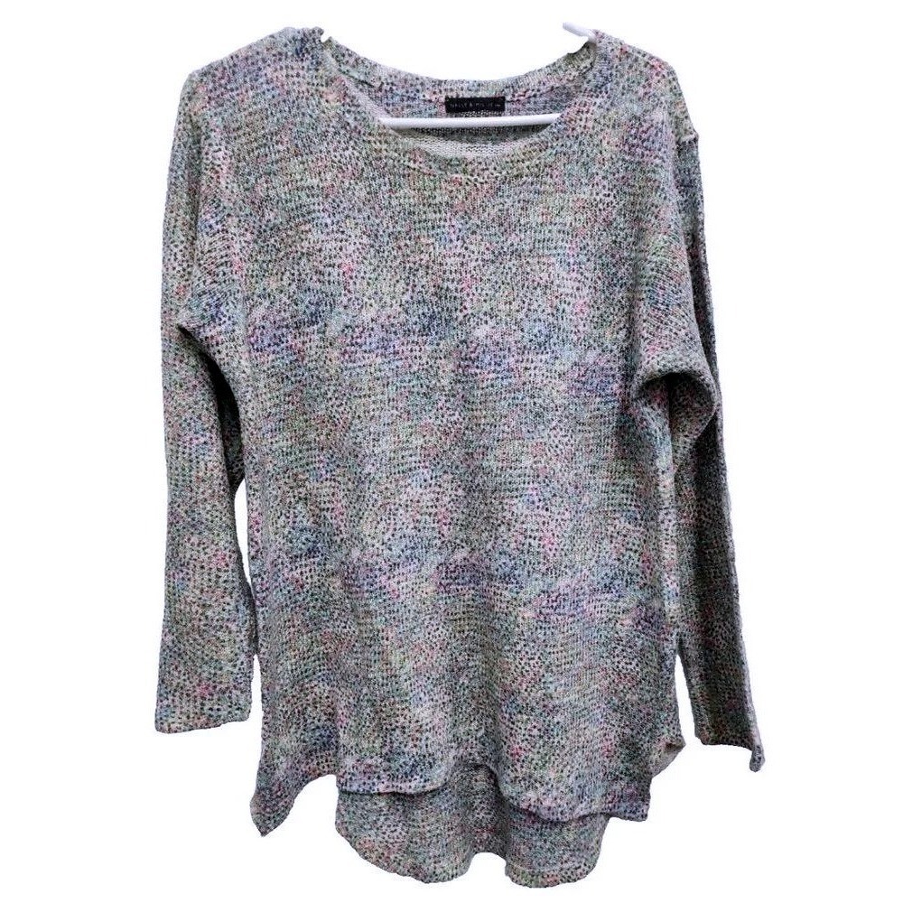 Nally & Millie Artsy Tunic Sweater Womens Medium Multicolor High Low Long Sleeve